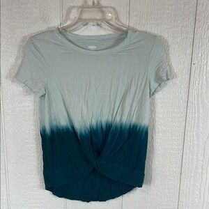 Girls Old Navy Blue Green Tie Front Short Sleeve Tee